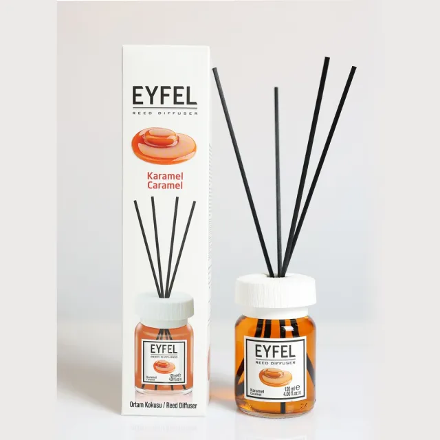 EYFEL PERFUME EYFEL - REED DIFFUSER - GEURSTOKJES - HUISPARFUM - CARAMEL - 120ML BRUIN