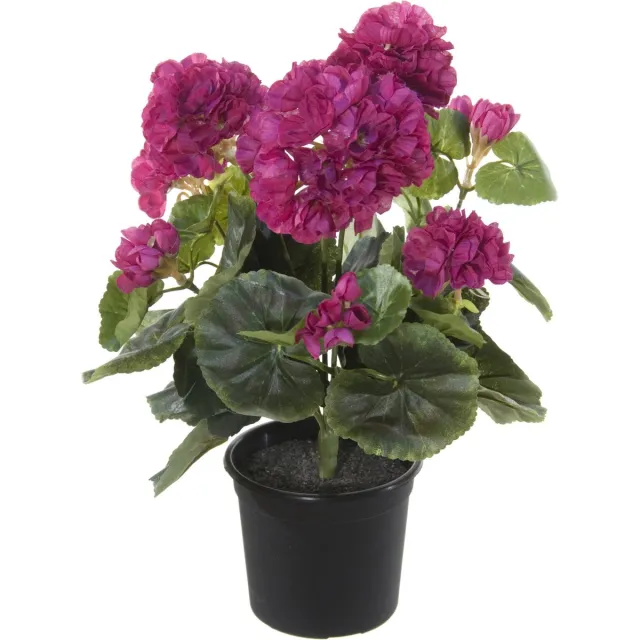 Louis Maes Geranium Kunstplant - in pot - fuchsia - H35 cm