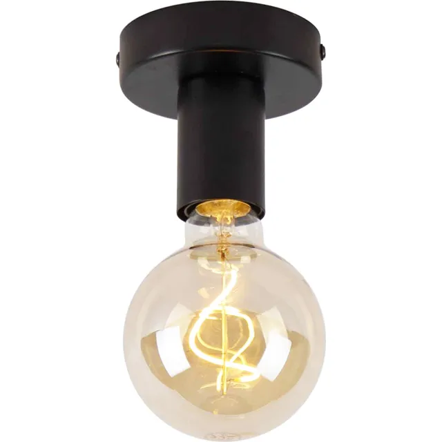 QAZQA facile - Moderne Dimbare LED Smart Plafondlamp incl. wifi met Dimmer - 1 lichts - Ø 10 cm - Zwart - Woonkamer | Slaapkamer | Keuken Zwart Smart LED