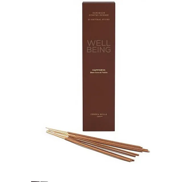 Cereria Mollà 1899 Well Being - HAPPINESS - 20 st. wierook stokjes - Blanc Cocoa & Vanilla bruin