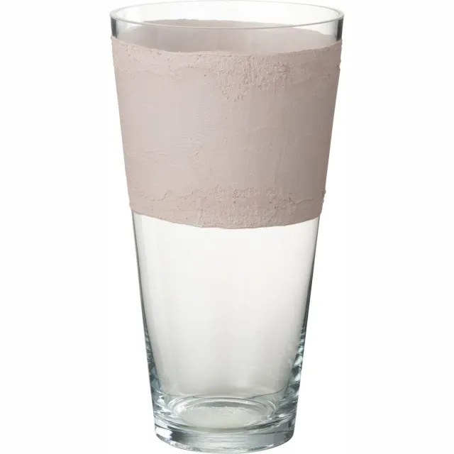 J-Line vaas Delph - glas - transparant/lichtroze - small - 35 cm hoog