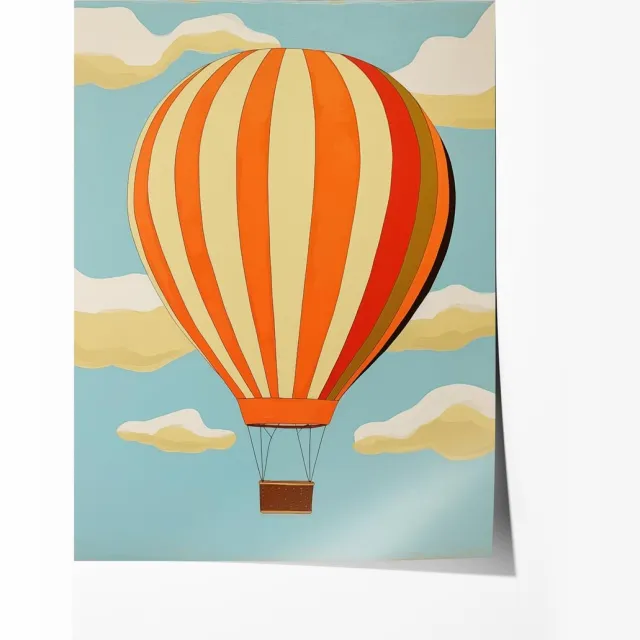 Droomvlucht Luchtballon Poster - Poster 70x100 cm - Sfeervolle Wanddecoratie voor Woonkamer & Slaapkamer - Premium papier - zonder lijst Multicolor