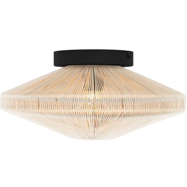 EGLO Midsumer Plafondlamp - E27 - Ø 38 cm - Zwart|Crème - Textiel Zwart;Crème;