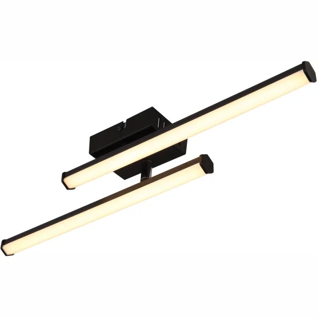 Globo LED plafondlamp zwenkbaar zwart woonkamerlamp modern, metaal kunststof, 1x LED 12W 860Lm warm wit, L 50 cm
