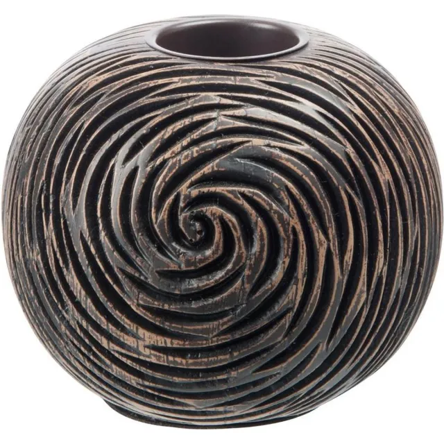 J-Line Theelichthouder Rond Poly Donkerbruin L (13X13X10Cm) bruin
