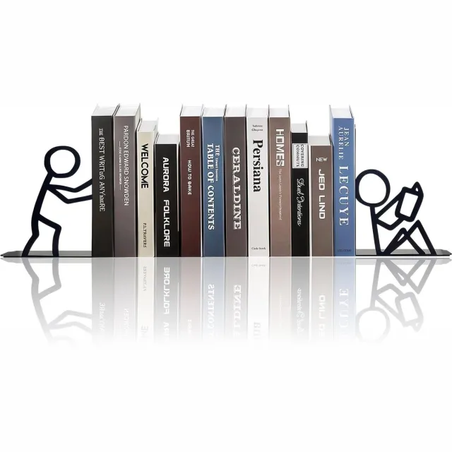 Namajunas boekensteun - Set van 2 - Boekenhouder - Boekenstandaard - Boekensteunen - Book Holder - Uniek Design voor Boekenplank en Bureau - Ideaal Cadeau voor Lezers Zwart2