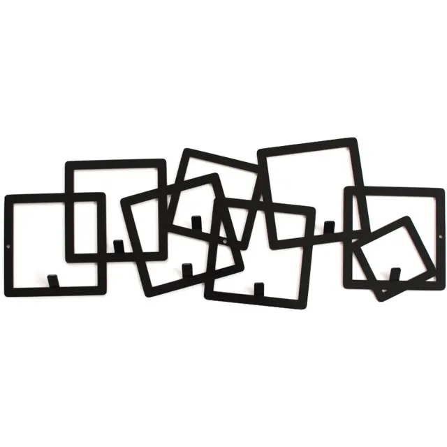 Decorizzly® Decorizzly Kwadrat - Wandkapstok - 715mm - 280mm - Gepoedercoat Staal Zwart