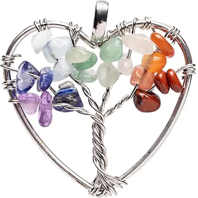 Phoenix Import Mani Bhadra Chakra hanger zilverkleurig hart levensboom Meerkleurig