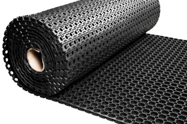 GOMbase Rubber ringmat op rol - Dikte 16 mm - Breedte 120 cm - Verkocht per strekkende meter Zwart