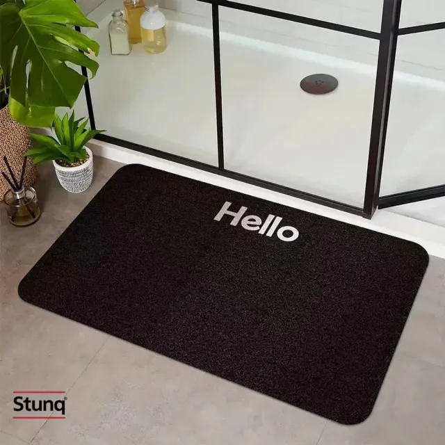 Stunq Antislip wasbare vloermat Hello zwart 60x40 cm