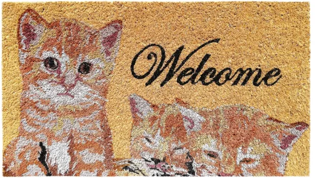 Ibenzoa Stijlvolle en Kokosmat 40 x 70 cm met Antislip Onderlaag - Kleine Katten