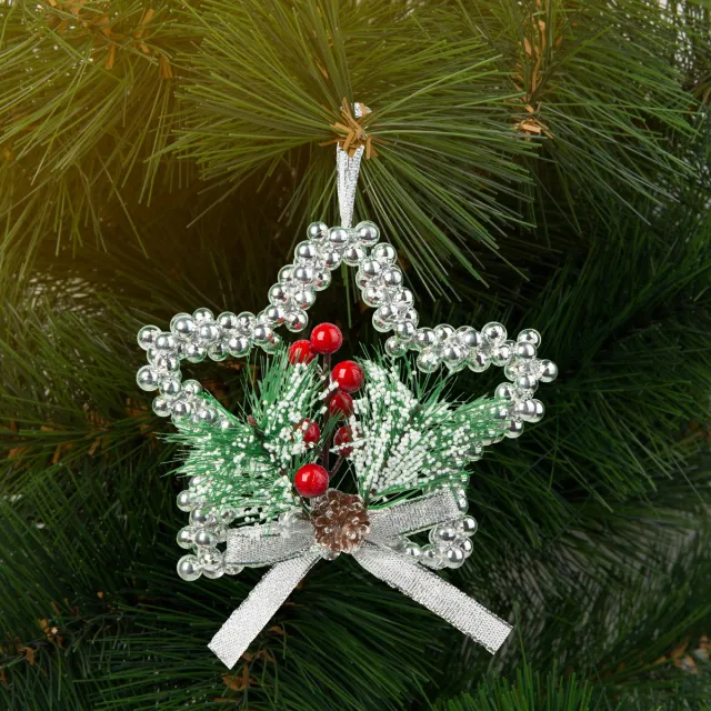 Family Pound Kerstdecoratie - hangend - zilveren ster - 10 cm 1 Stuks [58566B]