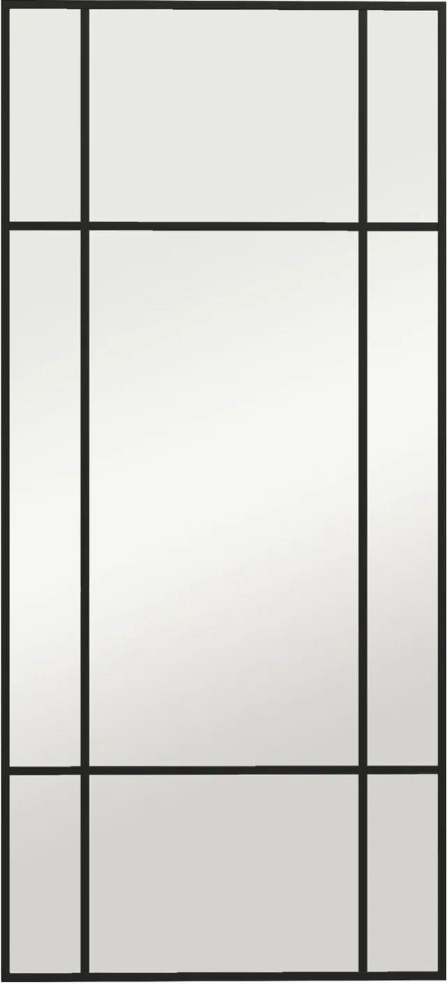 Homona Wandspiegel met metalen frame - Gitterdesign - Verticaal en horizontaal monteerbaar - 50 x 2 x 110 cm - Zwart