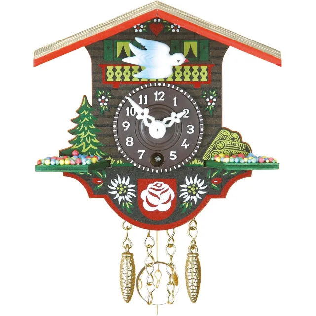 Trenkle 1100_wit - gebeeldhouwde koekoeksklok - 1-daags ketting uurwerk - Kuckuck Classic bruin