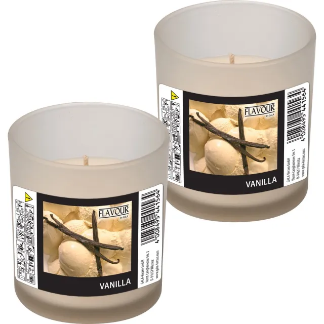 Conpax Candles geurkaars - 2x - vanille geur - wit - 8 branduren - in glas - aroma kaars Creme