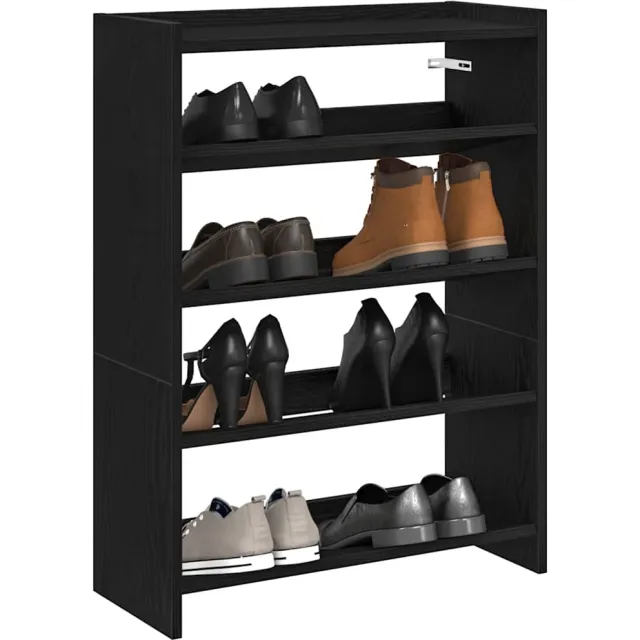 vidaXL Schoenenrek 60x25x81 cm bewerkt hout zwart