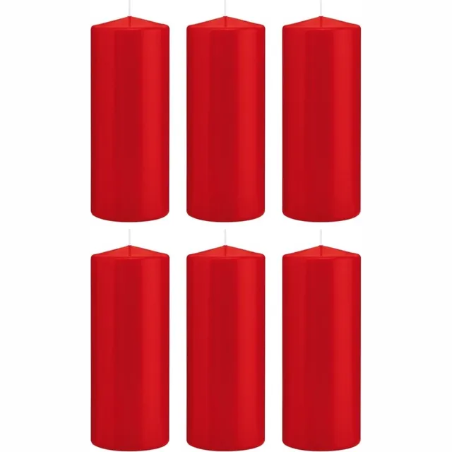 Trend Candles Cilinderkaars/stompkaars - 6x - rood - 8 x 20 cm - 119 branduren - horeca kaarsen