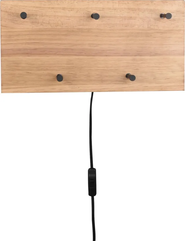 Mirrors and more Wandkapstok Samantha hout met LED verlichting 40cm - Zwarte haken