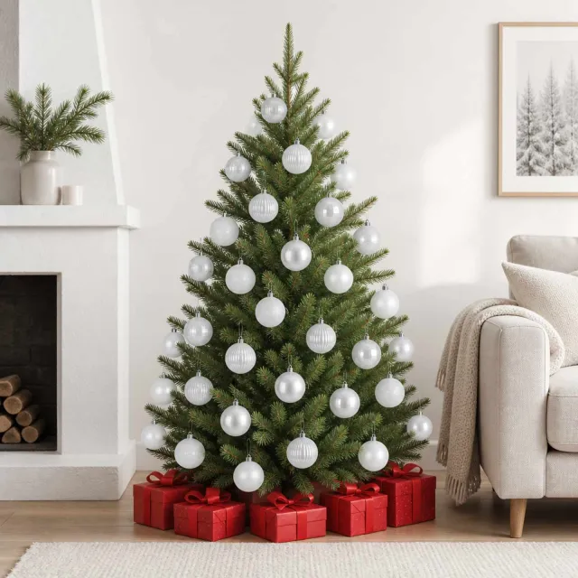 vidaXL Kerstballen set 50 st Wit Dia. 8 cm Polystyreen
