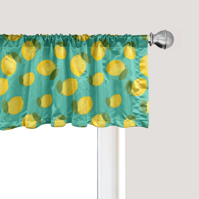 ABAKUHAUS Citroen raamvalletje, gordijnvalletje voor keuken en slaapkamer met tunnelzoom, 137 cm x 30 cm, turquoise mosterd Turkoois mosterd