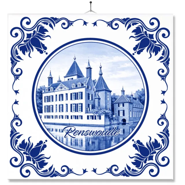 MC Living Tegel Met Opdruk | Renswoude | Delft Blauw | Cadeau | Inclusief Geschenkdoos | Standaard | Ophangsysteem Ontwerp 1