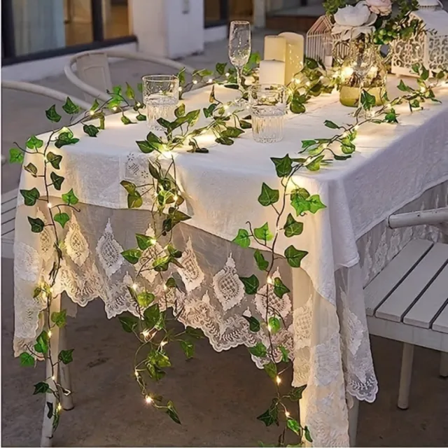 Nivard Klimop Slinger - Met Led Lichtjes - Met Lichtjes - Klimop Kunstplant - Plant Slinger - Hangplant Kunstplanten - Fairy Lights - Bedroom - Nep Klimop - Wit Warm Wit