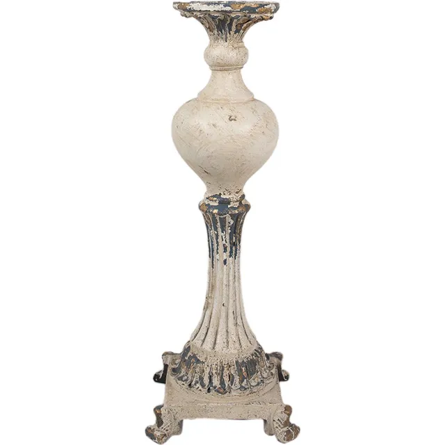 Clayre & Eef Kandelaar 14x14x40 cm Beige Keramisch materiaal
