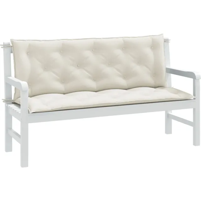 vidaXL Tuinbankkussens 2 st 150x50x7 cm stof gemêleerd crèmekleurig