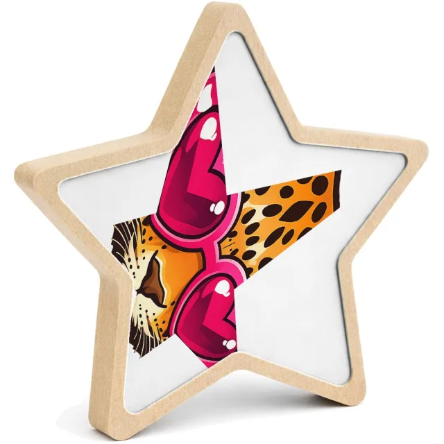 Mr Cadeautjes MDF fotolijst ster 14 x 13,5 - design Een opvallend dierenportret met een onverwachte mode-accesso | cadeau Wit