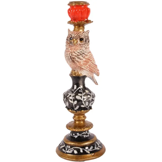 Baroque Kandelaar - Kandelaar Uil 26 cm - Multi - Resin - 26x9x9 - Polyresin Mixed