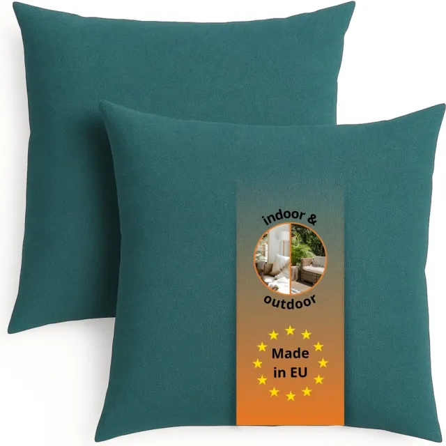 Sleepling sierkussenset van 2 - 40x40 cm kussen – bankkussen van robuuste meubelstof - incl. hoes en vulling - als decoratiekussen, sierkussen of couchkussen - kussenset - Made in EU - 40 x 40 cm - petrol