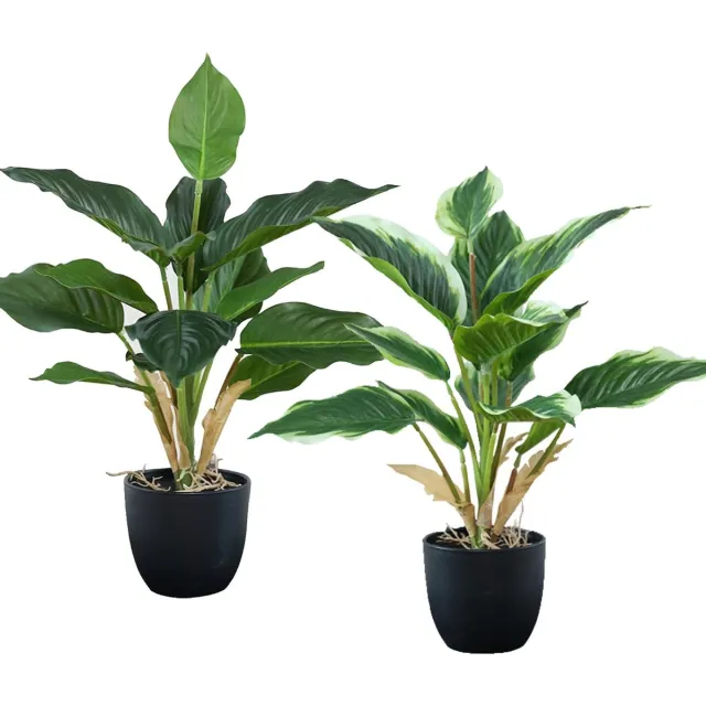 Unyqoos Set van twee levensechte kunstplanten in pot voor decoratieve doeleinden groen