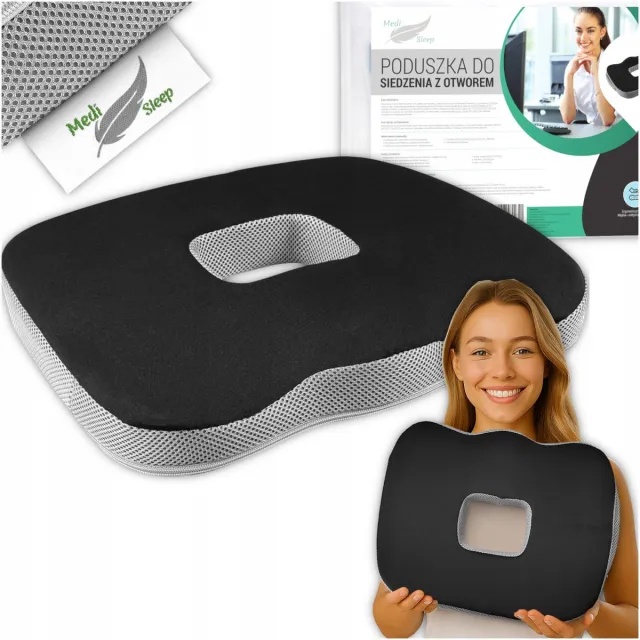 Sleep Med Medi Sleep Serie - Orthopedisch Zitkussen - Memory Foam - Auto en Stoel - Antislip Zwart;Grijs