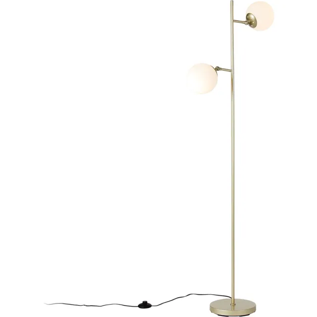 QAZQA pallon - Art Deco Dimbare LED Smart Vloerlamp | Staande Lamp incl. wifi met Dimmer - 2 lichts - H 153 cm - Wit - Woonkamer | Slaapkamer | Keuken Wit Smart LED