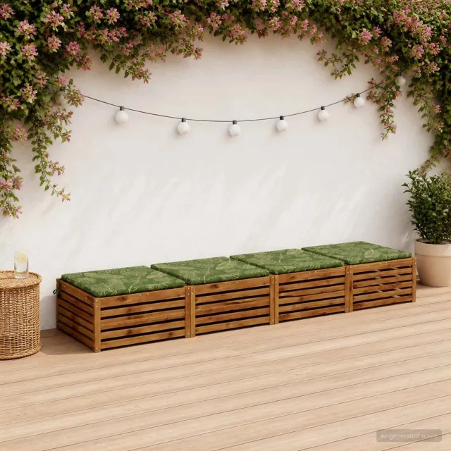 vidaXL Zitkussens SOEST 4 st 100% Polyester Bladontwerp 60 x 60 x 3 cm Groen