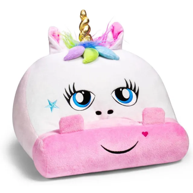 Thinking Gifts Boekmonster Eenhoorn - Kussen voor boeken en tablets wit en roze