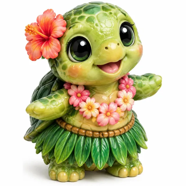 SWGOTA Adventskalender met 24 schildpaddecoraties - 24 dagen, tropische motieven, in bedrukte doos Groen