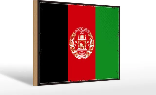 Femer Holzschild Flagge Afghanistans 30x20cm Retro Afghanistan Groen