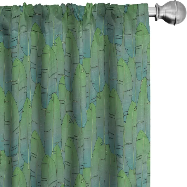 ABAKUHAUS Botanische Voorhangen – Exotische palmblaadjes – 2x75x245 cm – varen groen Fern Green Multicolor
