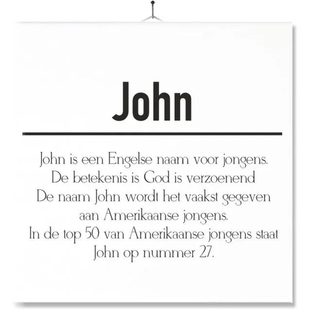 MC Living Tegel Met Opdruk | Betekenis | Kado | Cadeau | Met Naam - John Multi-Color