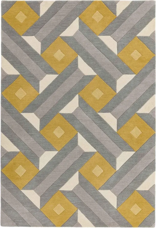 Eazy Living Easy Living - Reef-Motif-Ochre-Grey Vloerkleed - 200x290 - Rechthoek - Laagpolig Tapijt - Modern - Geel, Grijs