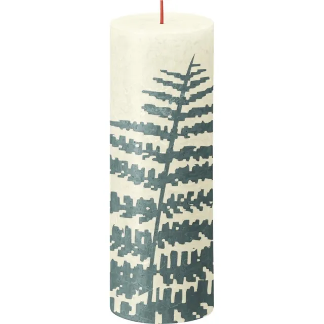 Bolsius Rustiek printed stompkaars 190/68 Soft pearl fern Parel Wit