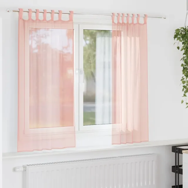 vidaXL Gordijnen voile met lussen 2 st 140x140 cm roze