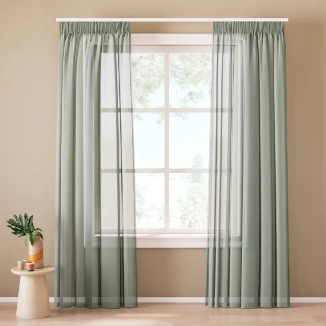 NOUS Living Vitrage gordijn kant en klaar (per stuk) (280 x 270 cm)* Groen