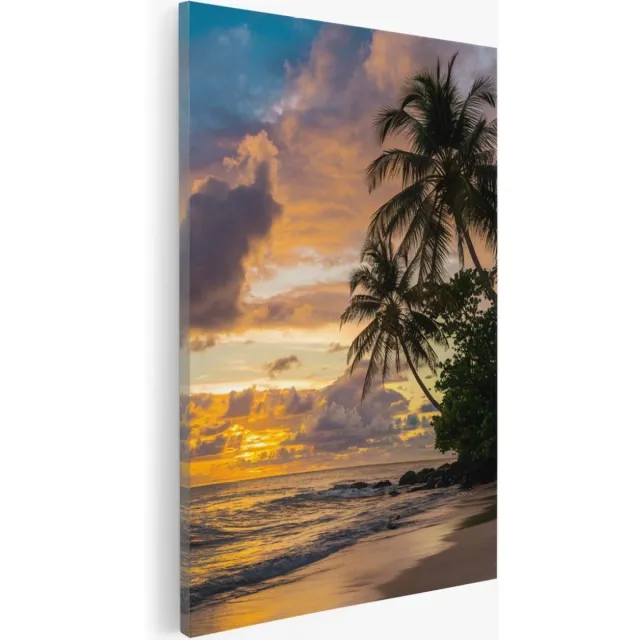 Saammp Canvas Schilderij - Strand - Zee - Tropisch - 60x90 - Foto op canvas - Wanddecoratie - muurdecoratie Woonkamer - Slaapkamer decoratie - Canvas Print Multicolor