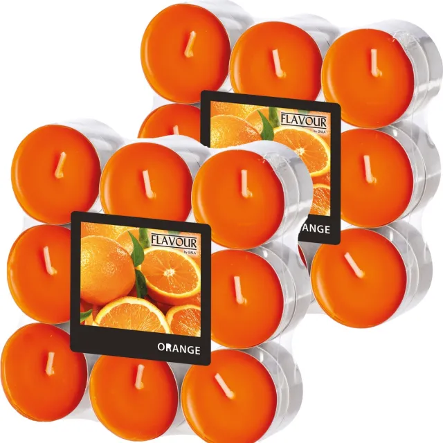 Conpax Candles Geur theelichtjes/waxinelichtjes - 36x - Sinaasappel aroma - 4,5 branduren Oranje