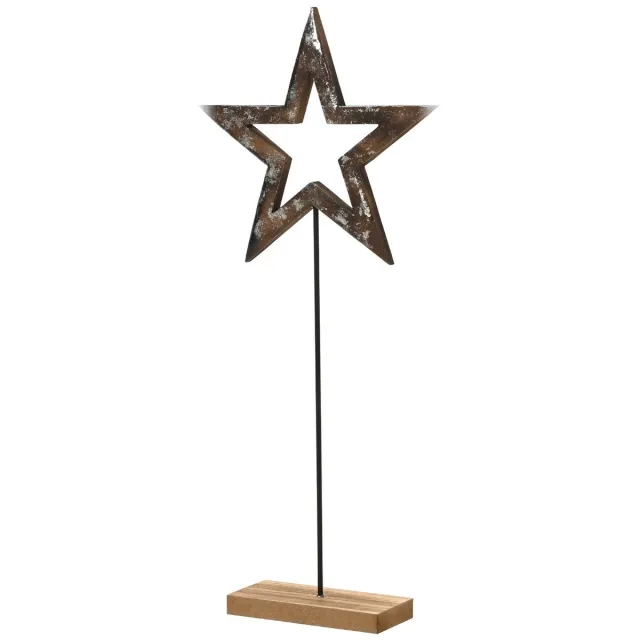 Kaemingk BV Kaemingk kerstster op houten voet bruin antiek 65 cm