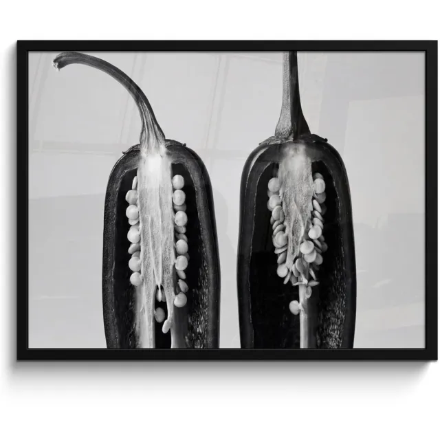 FrameYourWall Poster in lijst - Fotolijst 70x50 cm - Posters - Pepers - Zwart - Wit - Zaadlijsten - Posterlijst zwart - Decoratie - Wanddecoratie woonkamer - Muurdecoratie slaapkamer