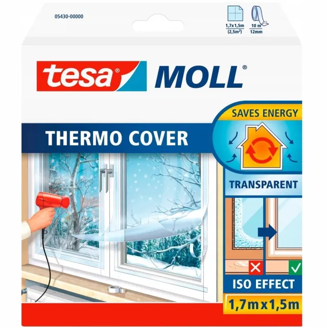 Tesa Thermo Cover - Transparante Folie - 1,7m x 1,5m - Binnengebruik