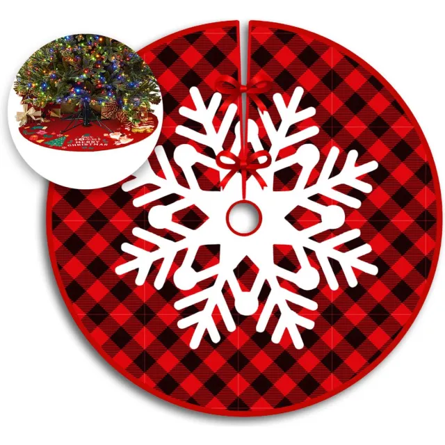 Q2P Kerstboomrok - Sneeuwvlok - Kerstversiering - Kerstkleed - Kerstboomkleed - Kerstdecoratie - Kerst - Decoratie - 90cm Rood